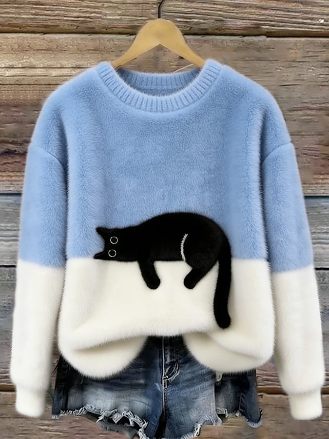 Perpetua – Cat Graphic Colour Block Jumper