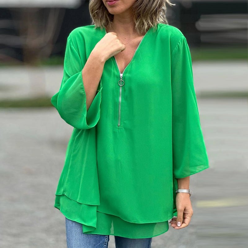 Jayne | Chiffon Zip Blouse