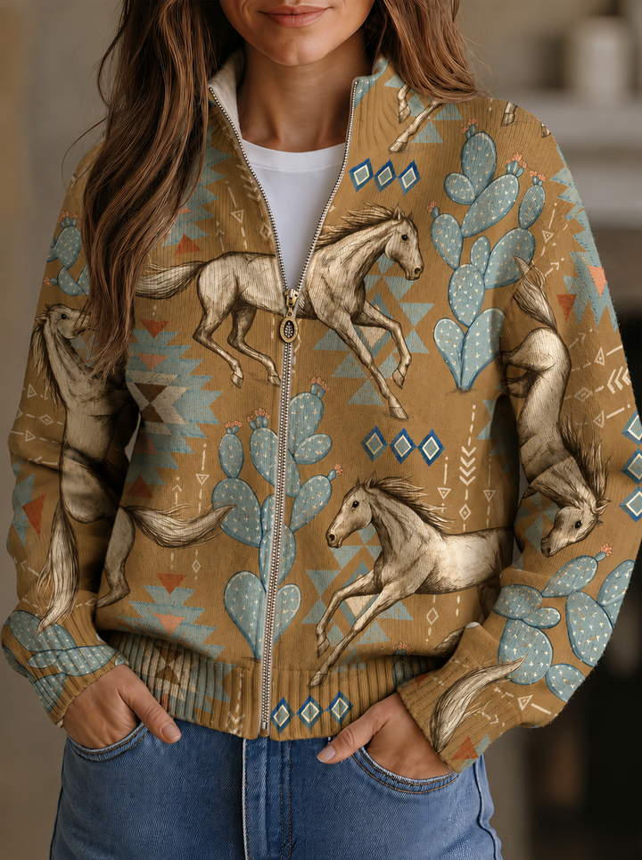 Drusilla – Desert Horse and Cactus Zip Jacket