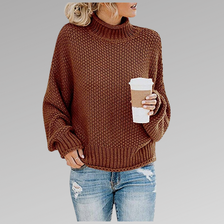 Saoirse – Chunky Knit Polo Neck Jumper
