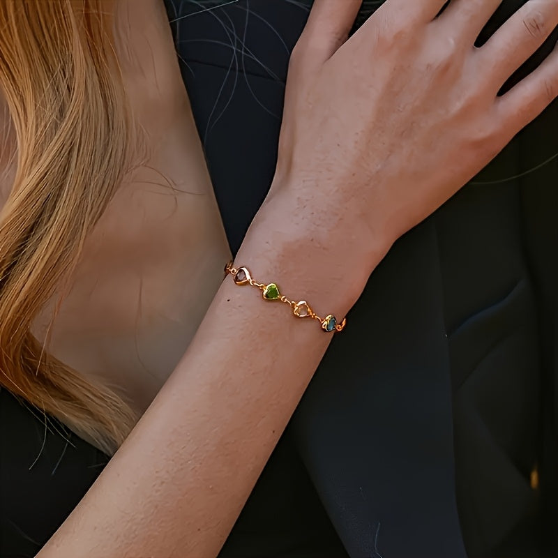 Vivien – Heart Crystal Chain Bracelet