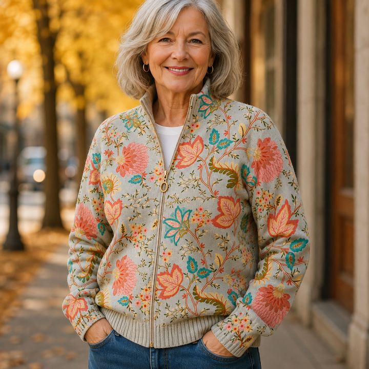 Arabella – Vintage Floral Zip-Up Jacket