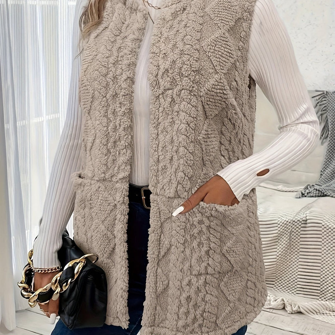Mairead – Longline Sherpa-Effect Sleeveless Waistcoat