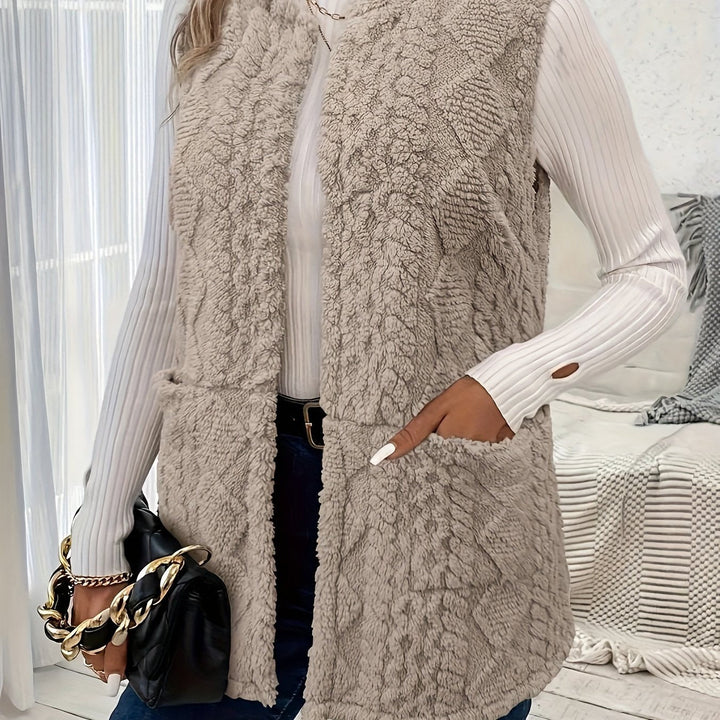 Mairead – Longline Sherpa-Effect Sleeveless Waistcoat