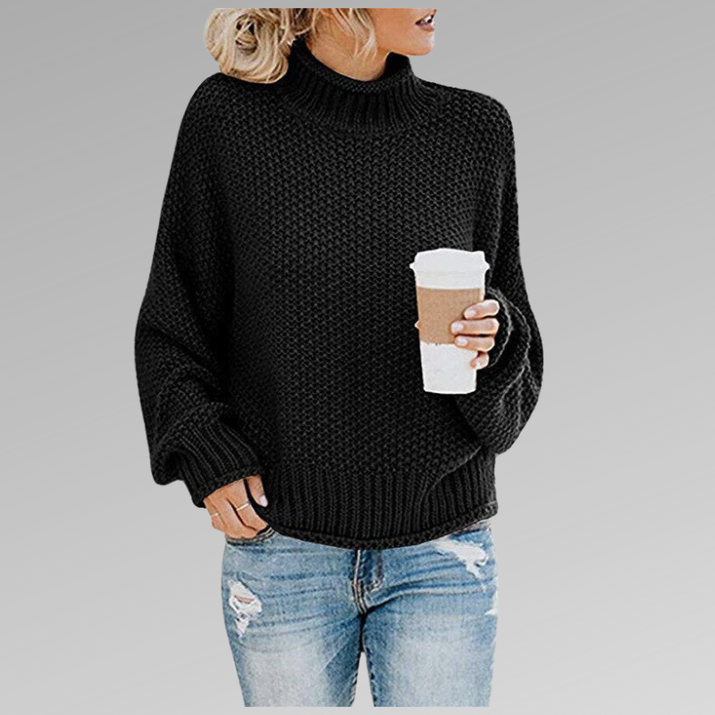 Saoirse – Chunky Knit Polo Neck Jumper