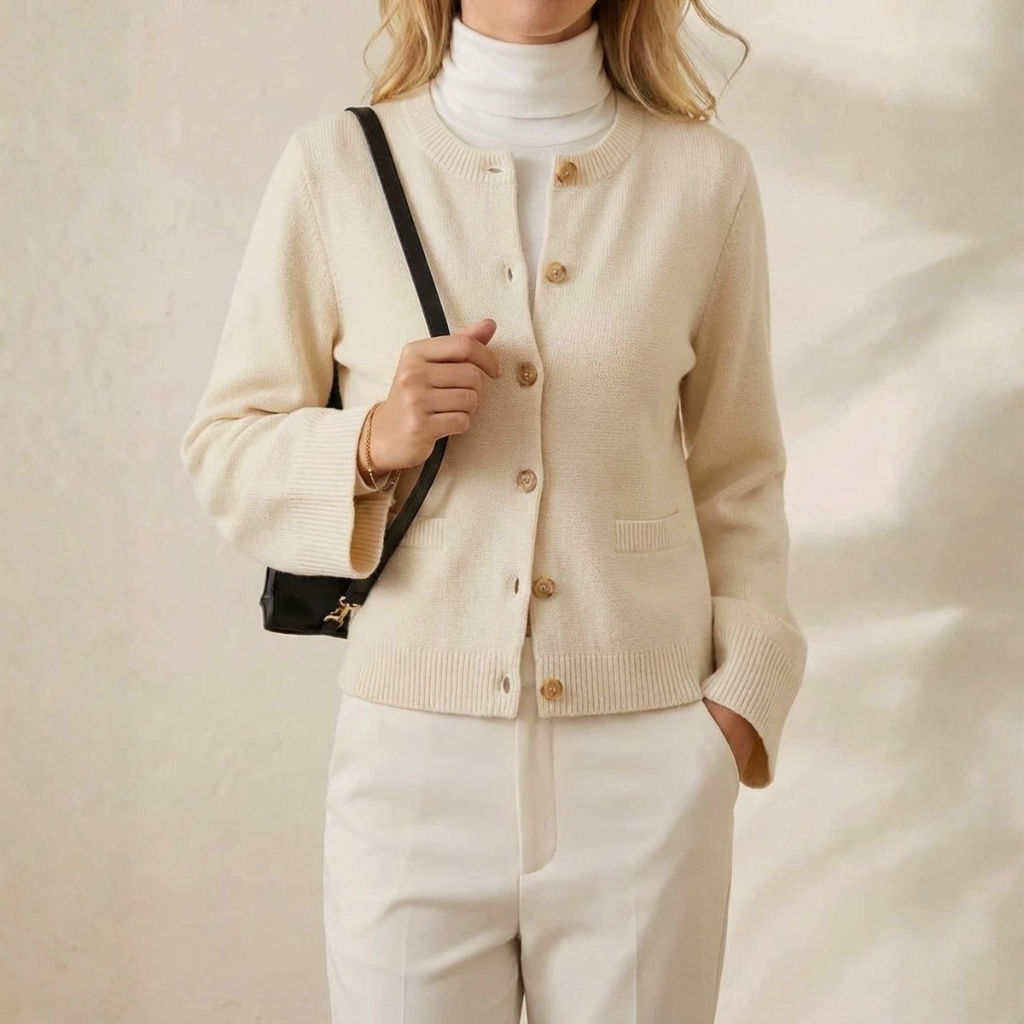 Joanna – Button-Front Ribbed Knit Cardigan