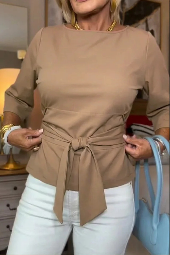 Elaine – Belted Bow Waist Top