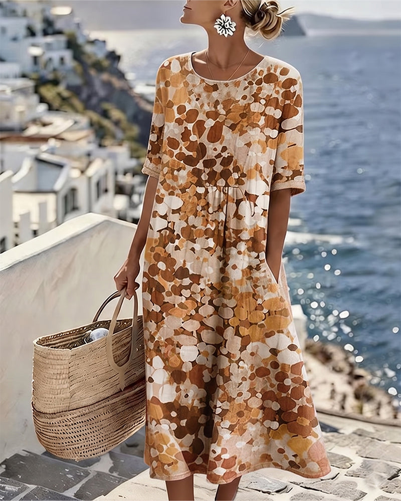 Theodora – Abstract Floral Print Midi Dress
