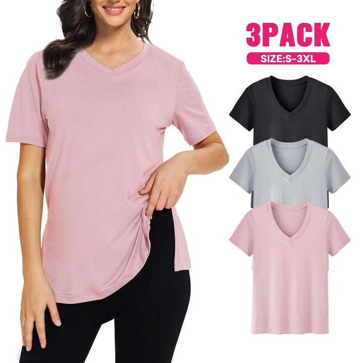 Flora – Casual Loose Fit V-Neck Tee Three-Pack
