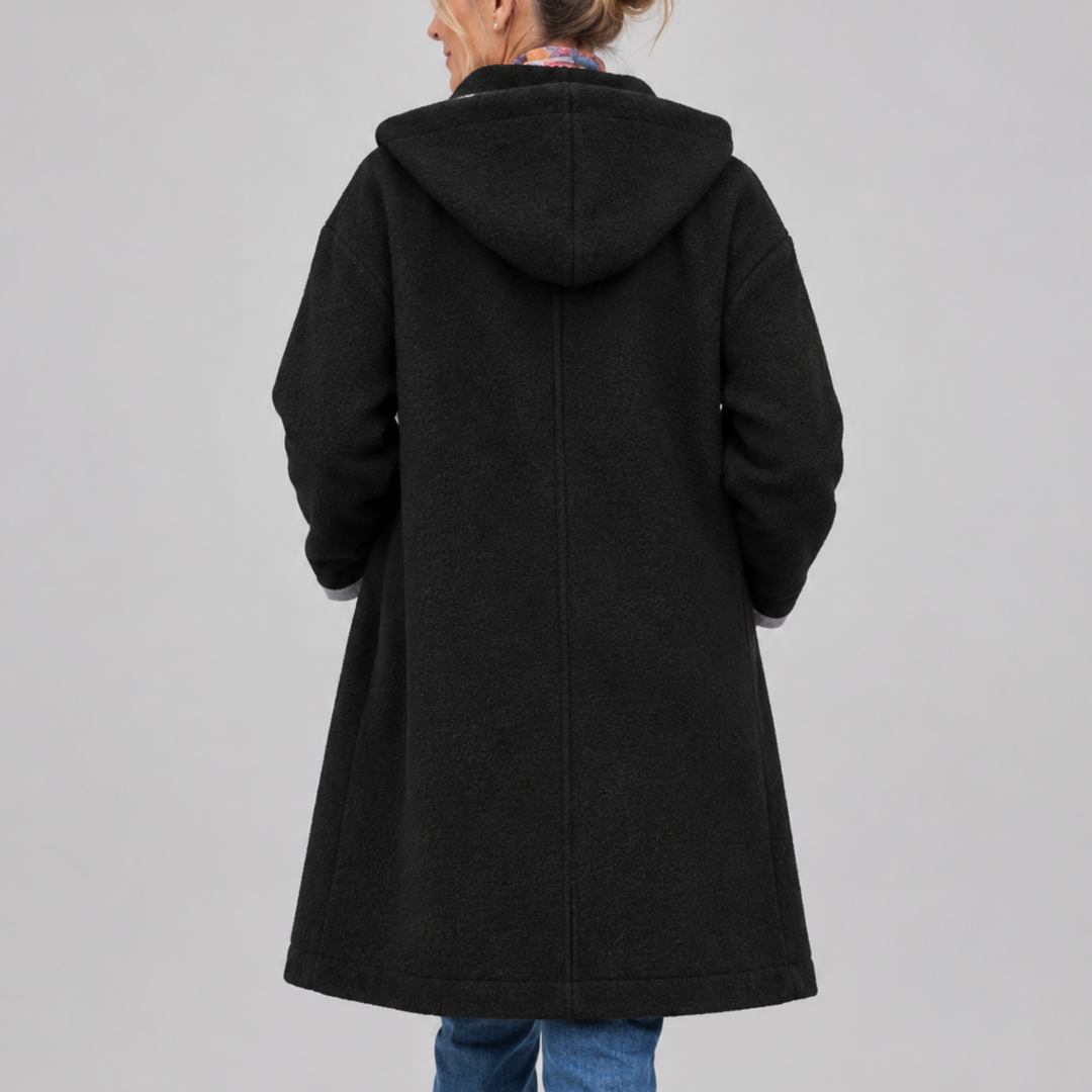 Lavinia – Hooded Button-Front Textured Coat