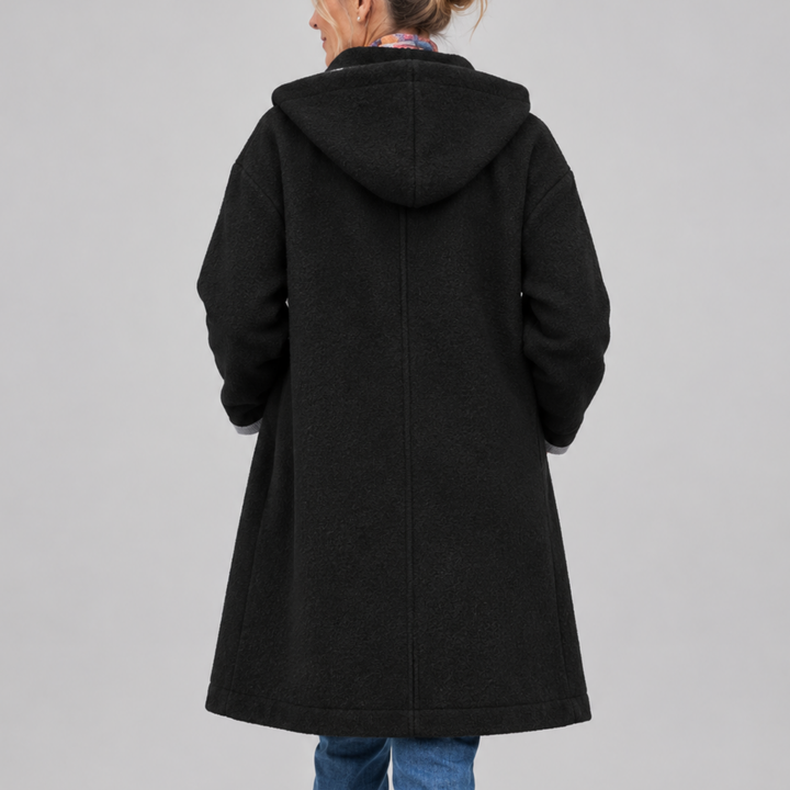 Lavinia – Hooded Button-Front Textured Coat
