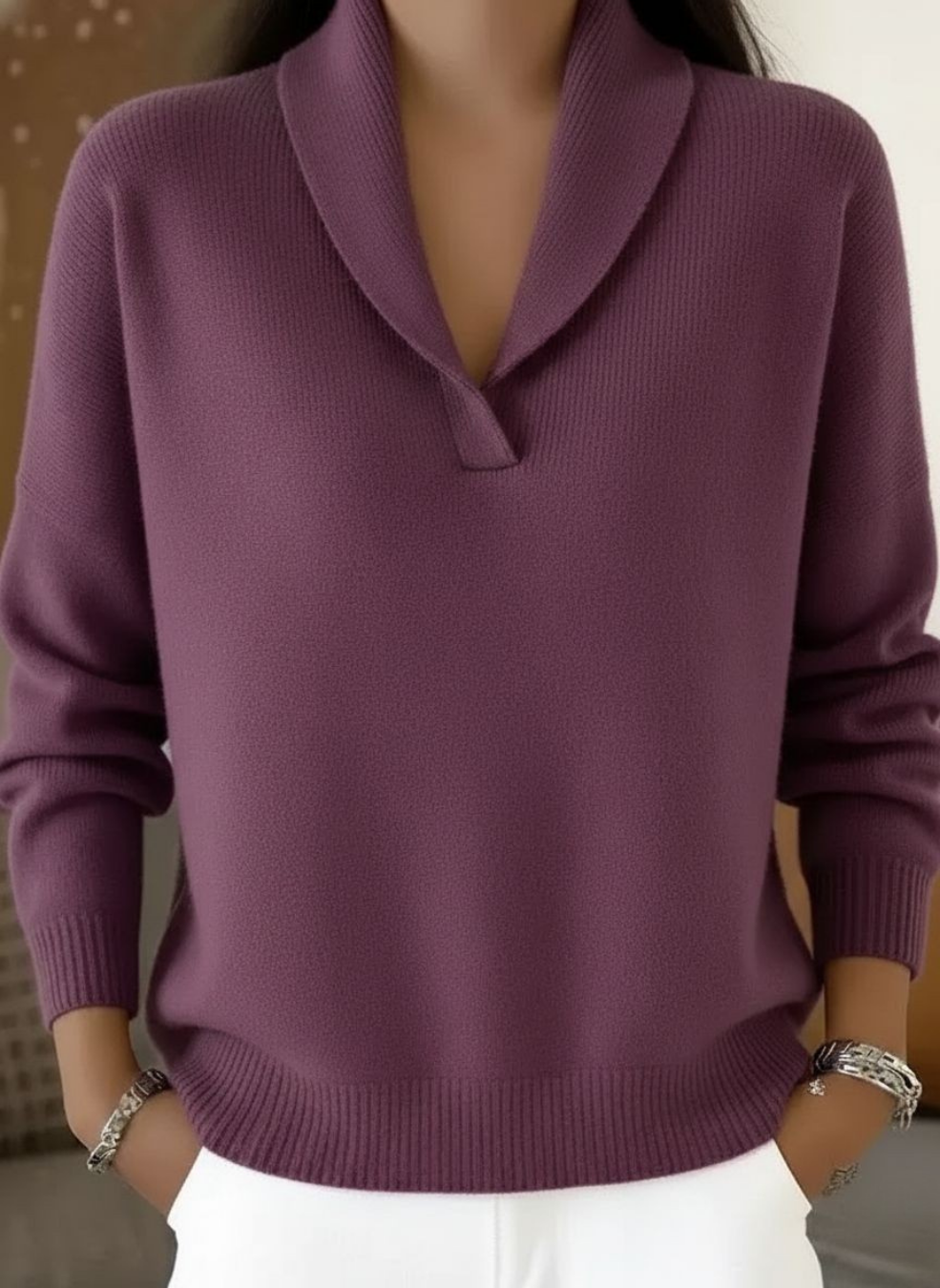 Muriel – Shawl Collar Knit Jumper