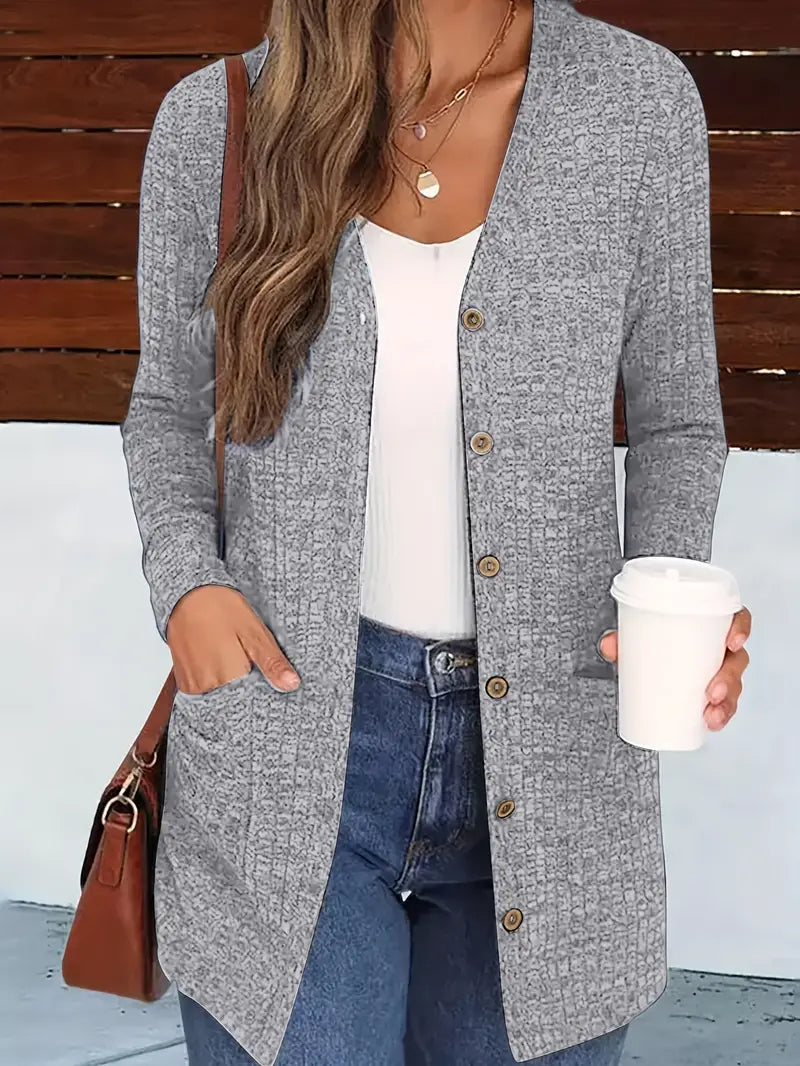 Esme – Longline Waffle-Knit Cardigan