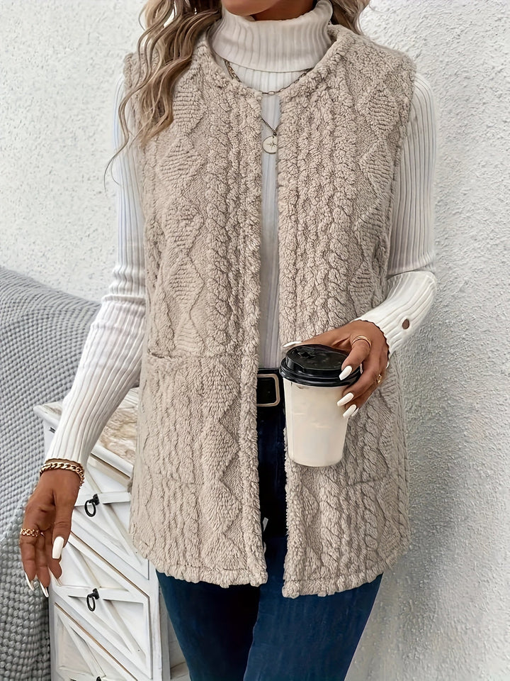 Mairead – Longline Sherpa-Effect Sleeveless Waistcoat