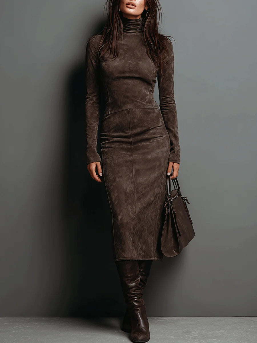 Isobel – Polo Neck Fitted Midi Dress