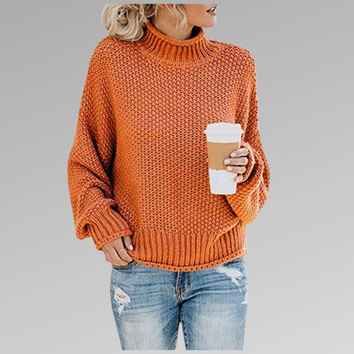 Saoirse – Chunky Knit Polo Neck Jumper