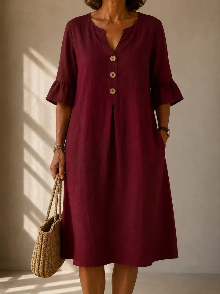 Janet – Relaxed Button-Front Midi Dress