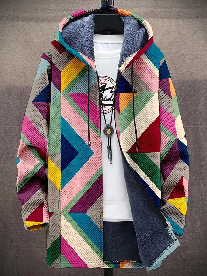 Lilian – Fleece-Lined Geometric Hooded Jacket