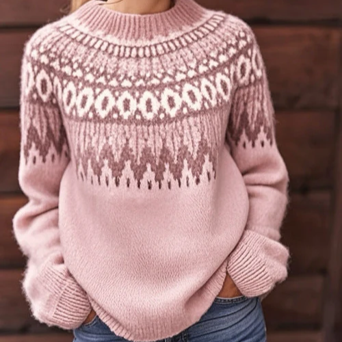 Carol – Fair Isle Knit Jumper with Yoke Pattern