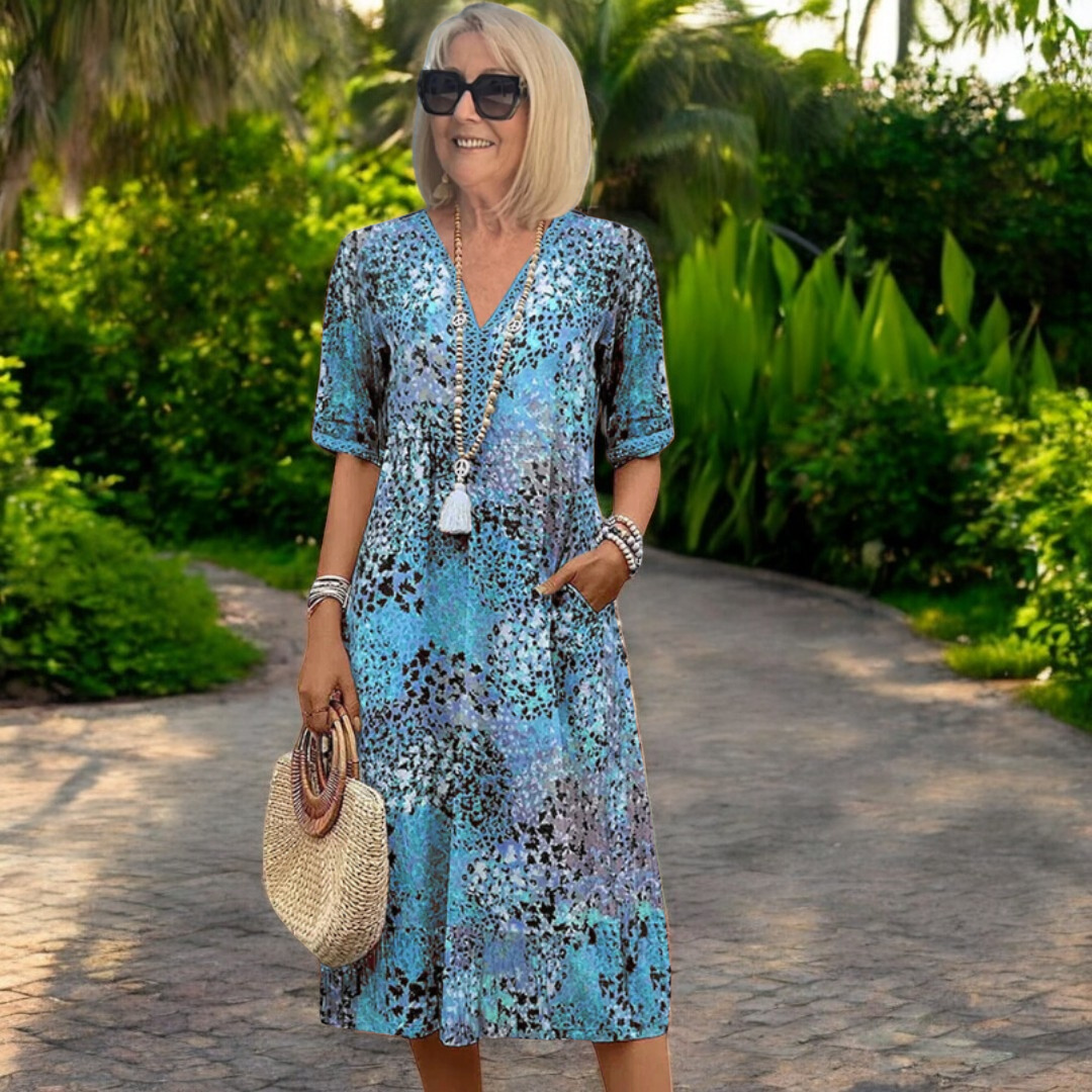 Hermione – Printed Boho Midi Dress