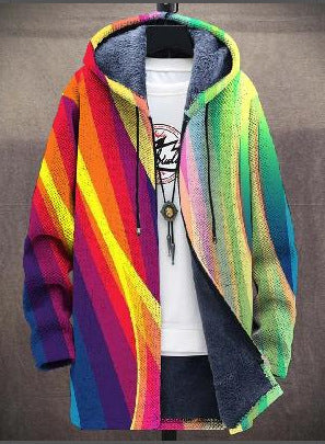 Kay – Fleece-Lined Geometric Print Hoodie