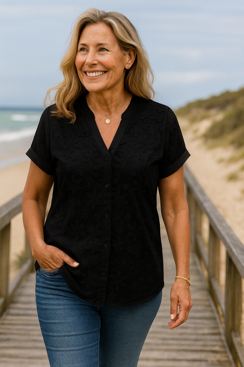 Annabella | Natural Cotton-Linen Top