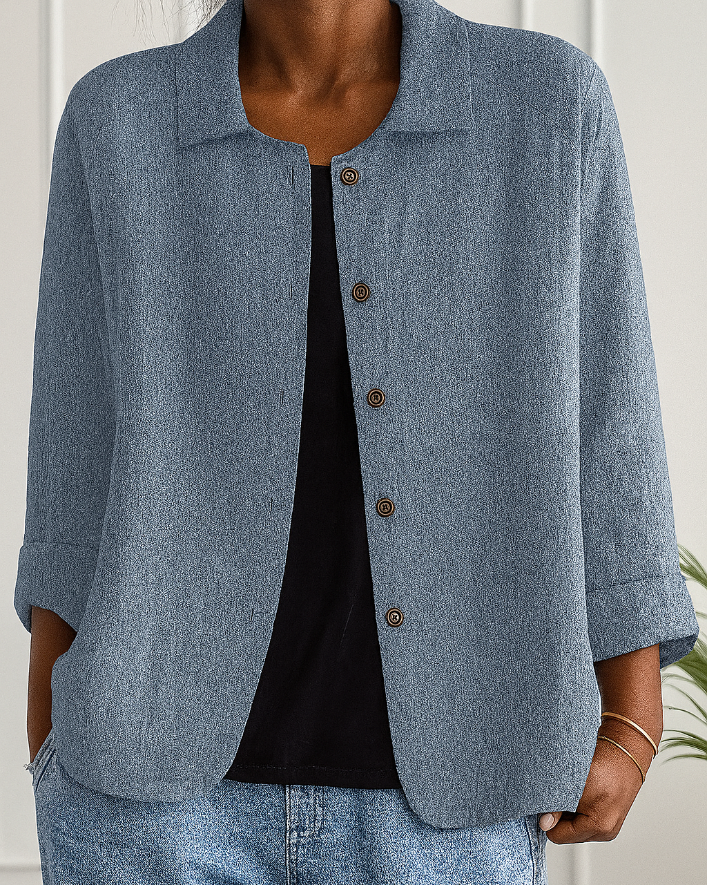 Carol – Easy Button-Front Transitional Cardigan