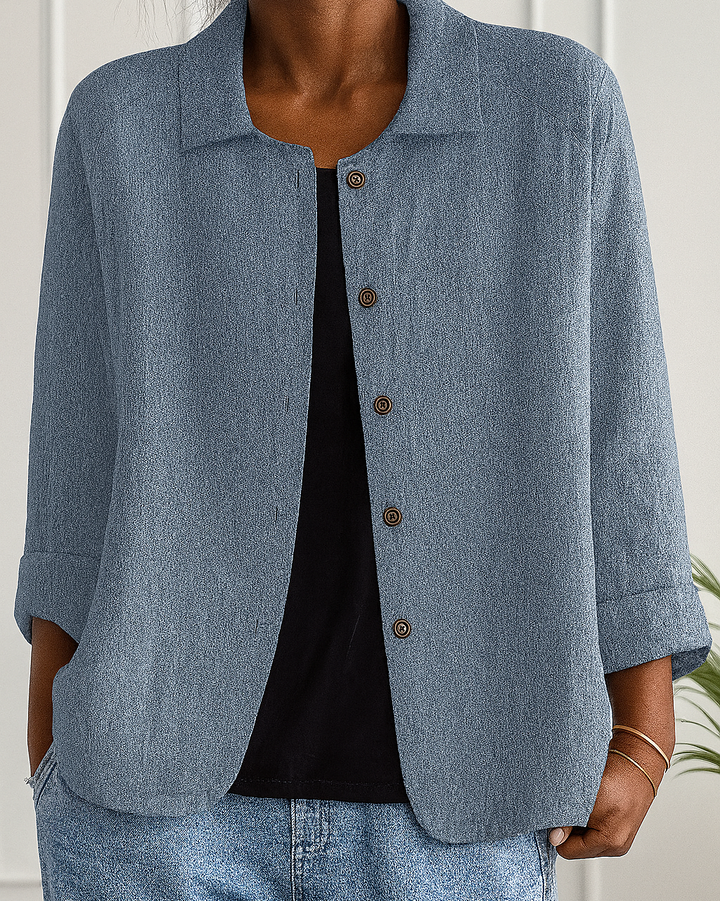 Carol – Easy Button-Front Transitional Cardigan