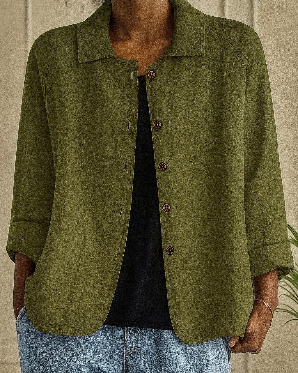 Carol – Easy Button-Front Transitional Cardigan