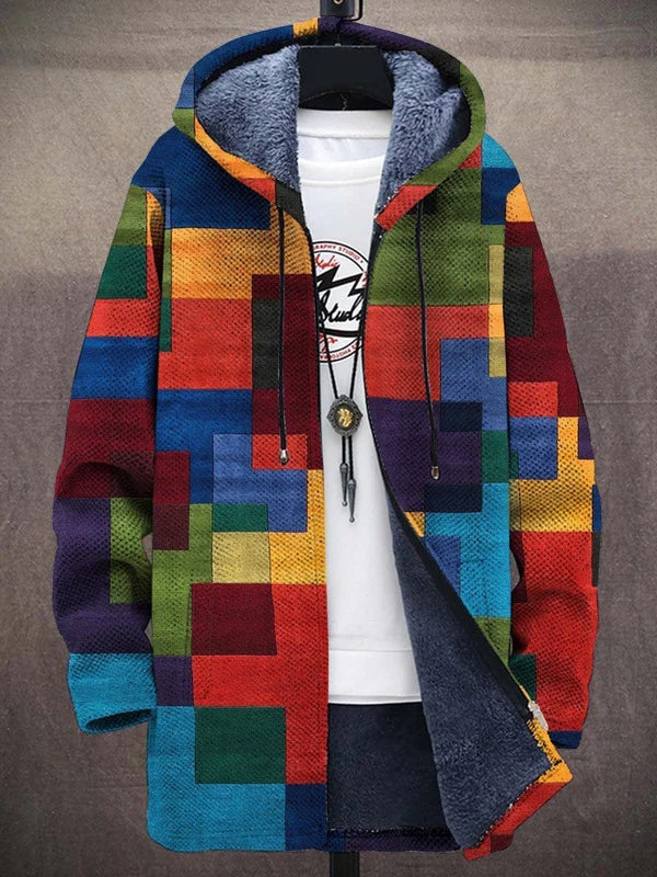 Marlene – Fleece-Lined Mosaic Print Hoodie
