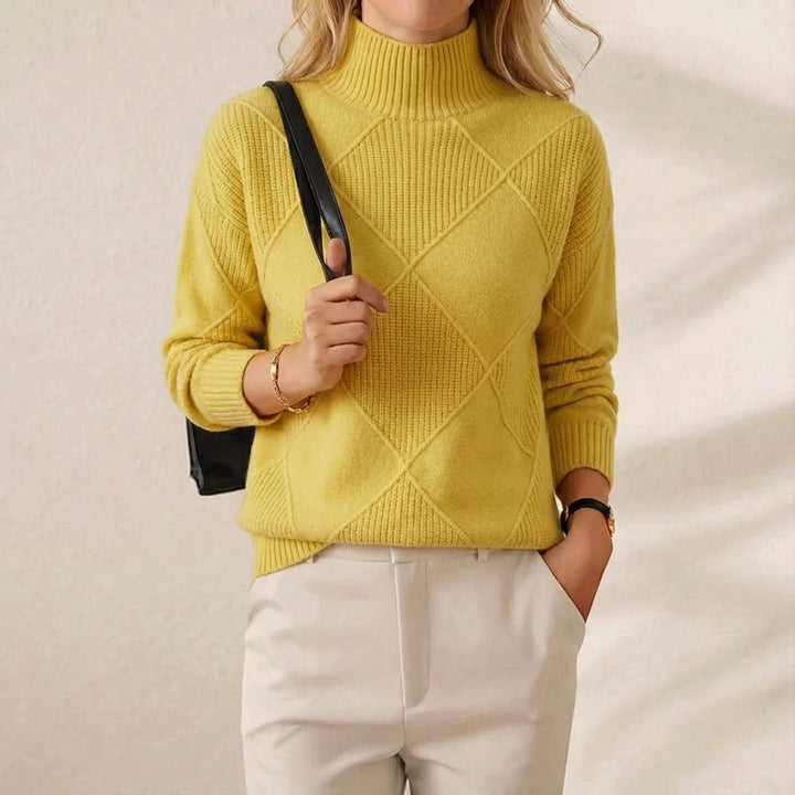 Marlene – Diamond Knit Mock Neck Jumper