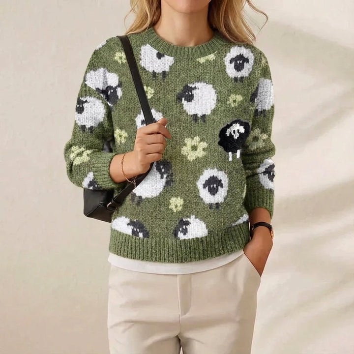 Perdita – Knit Jumper with Sheep Print