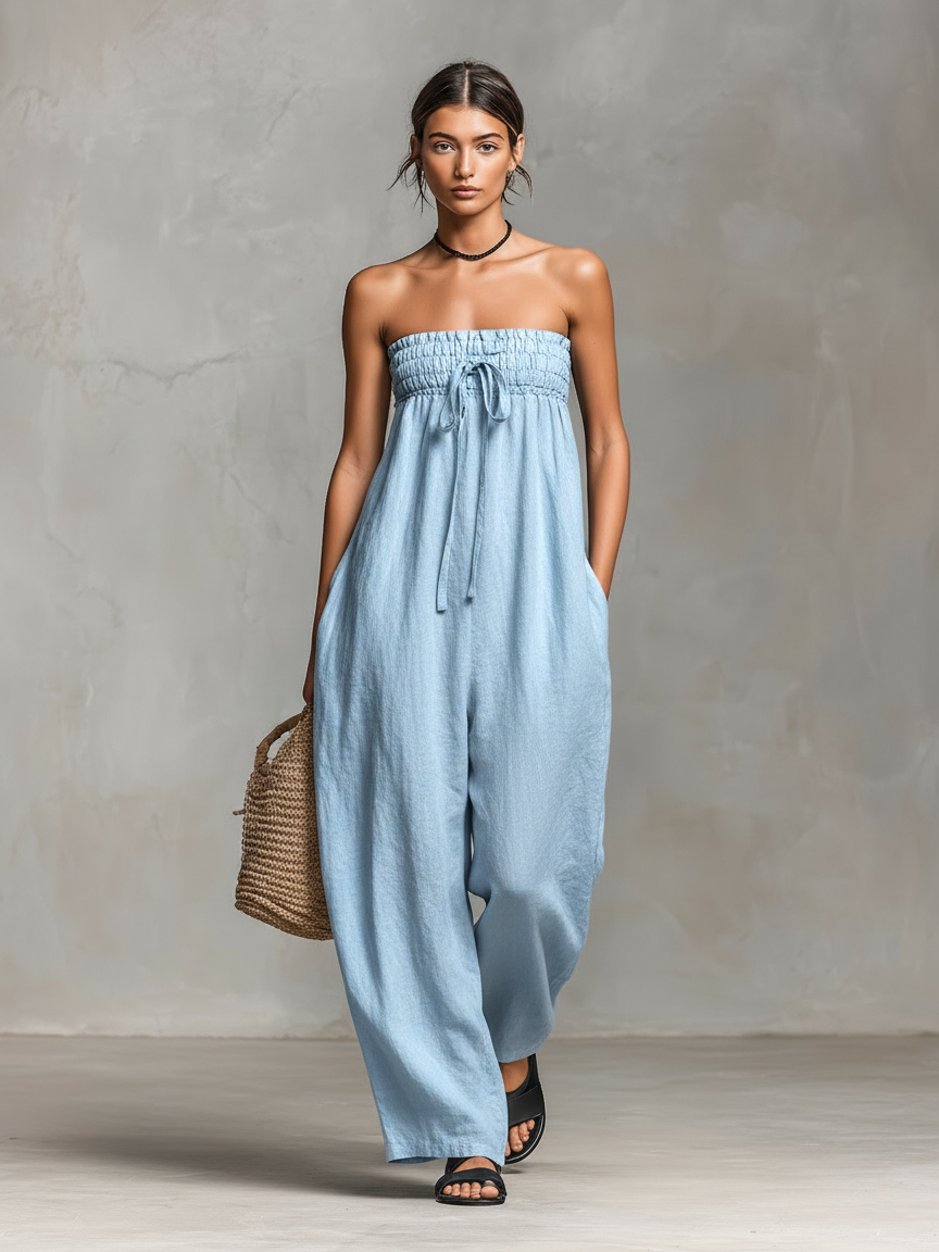 Maryam – Relaxed Strapless Wide-Leg Jumpsuit
