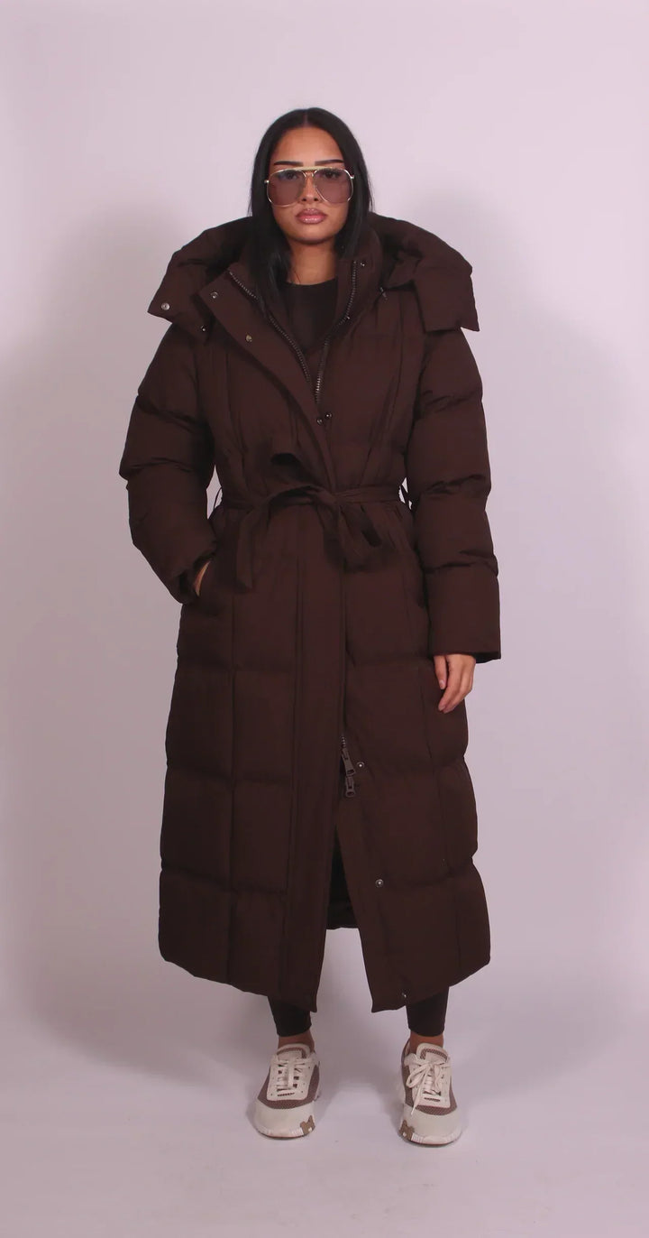 Ada – Longline Belted Puffer Coat