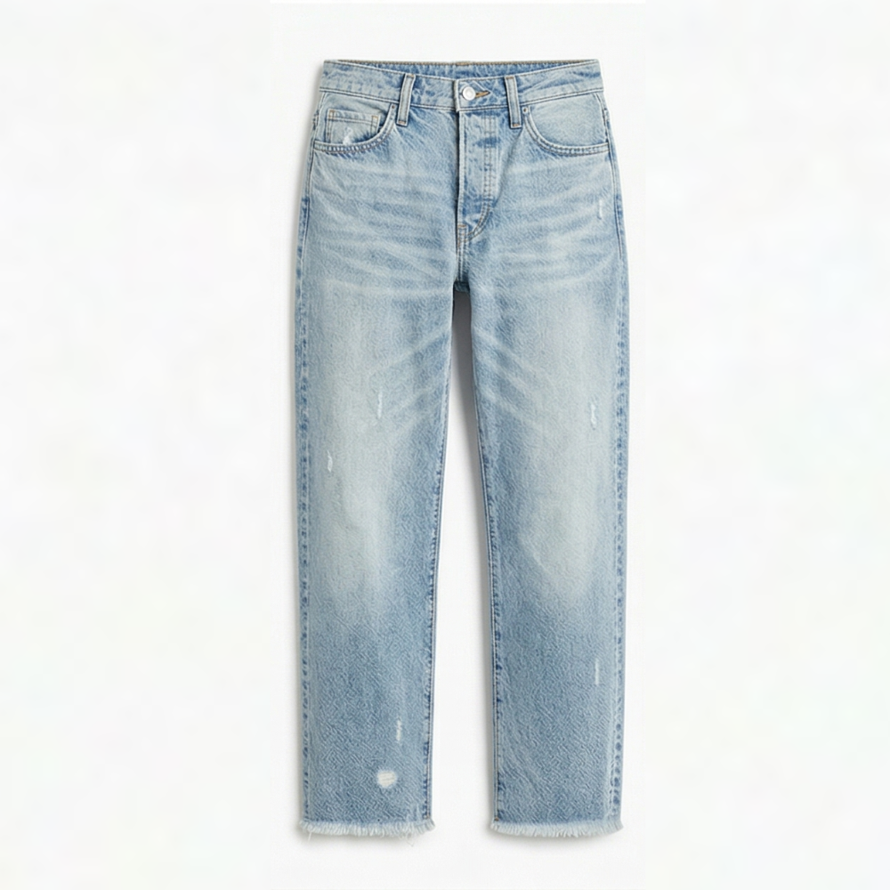 Zillah – Cropped Straight Leg Fringed Jeans