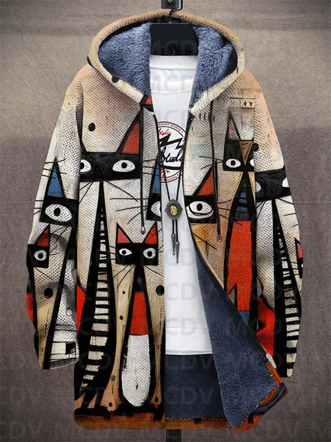 Enid – Art Print Hooded Jacket with Fleece Lining