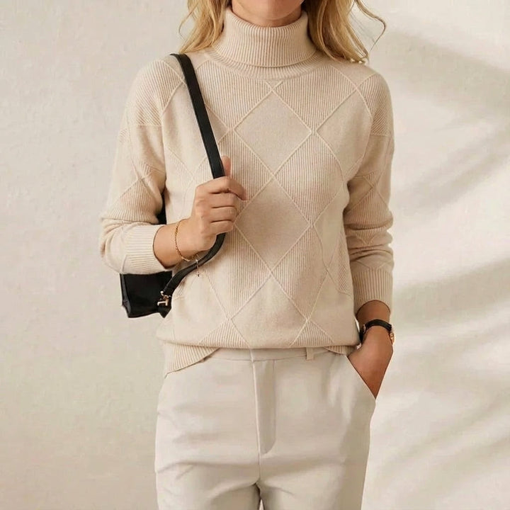 Anthea – Turtleneck Diamond Knit Jumper
