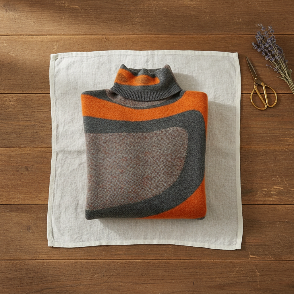 Beverley – Turtleneck Jumper with Abstract Swirl