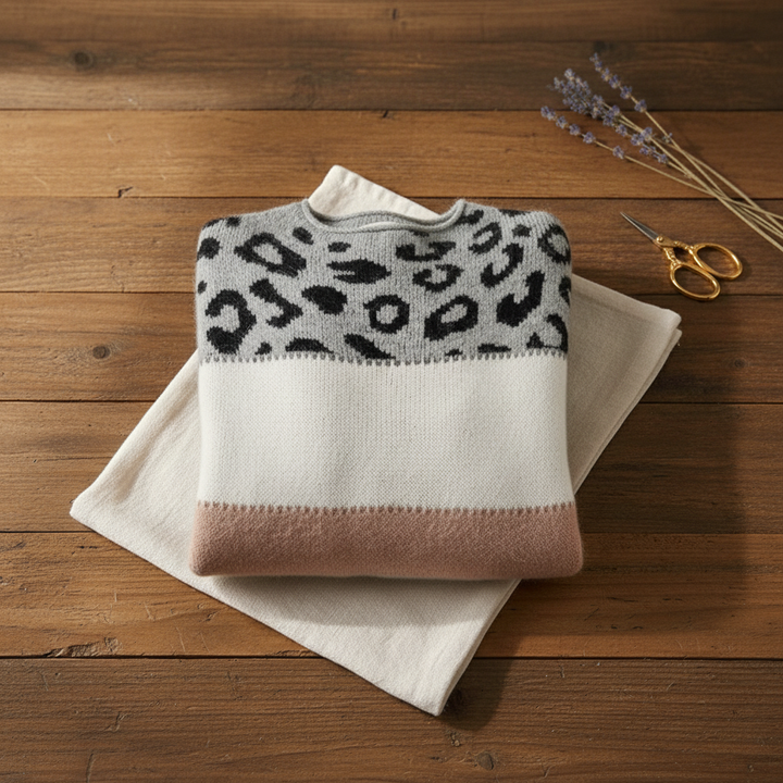 Theodora – Leopard Print Colour Block Jumper