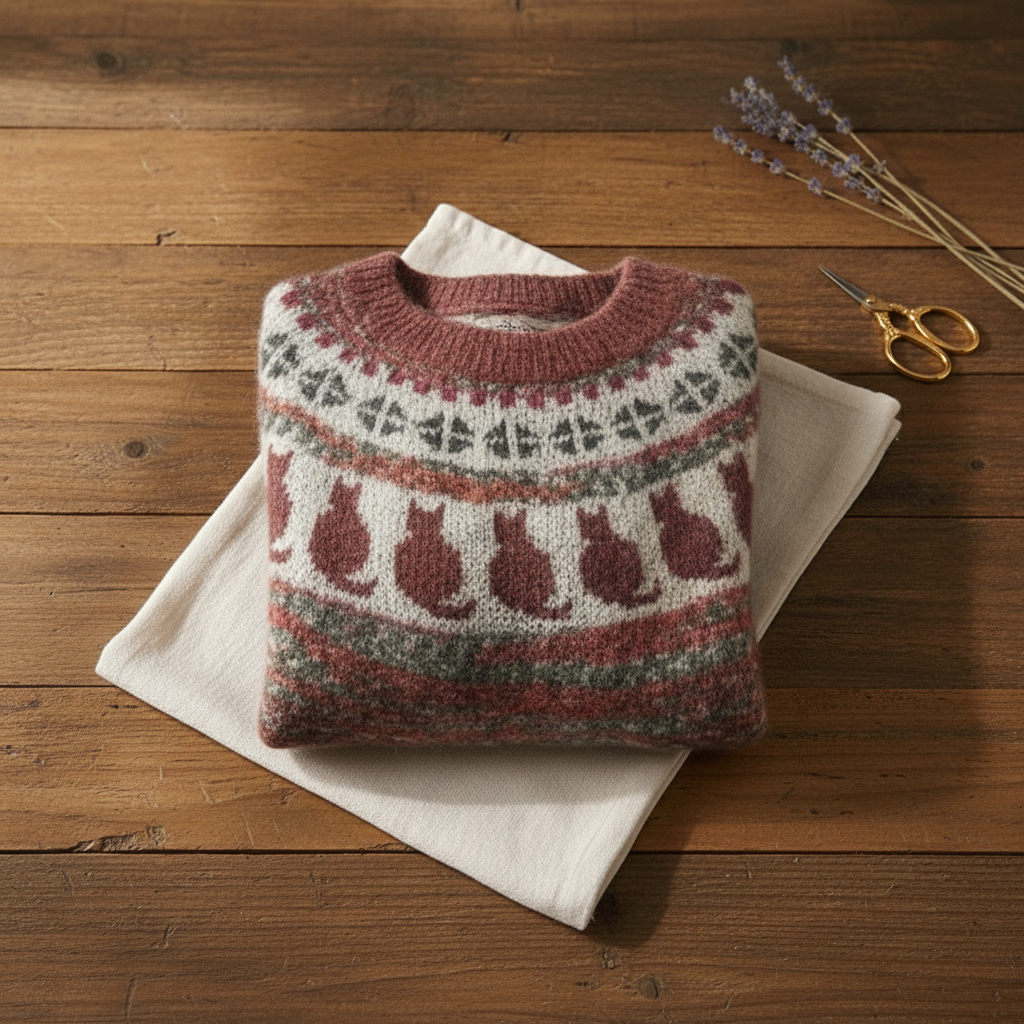 Perpetua – Nordic Cat Pattern Knit Jumper