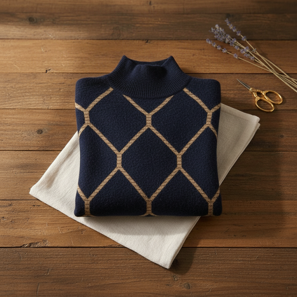 Iona – Geometric Turtleneck Knit Jumper