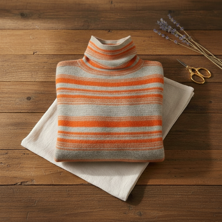 Daphne – Striped Turtleneck Knit Jumper