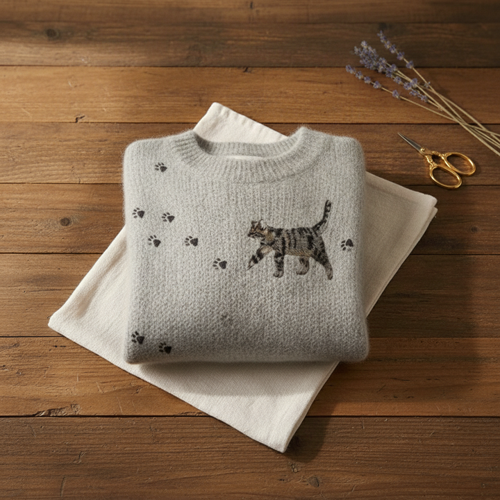 Ethel – Cat and Paw Print Knit Jumper