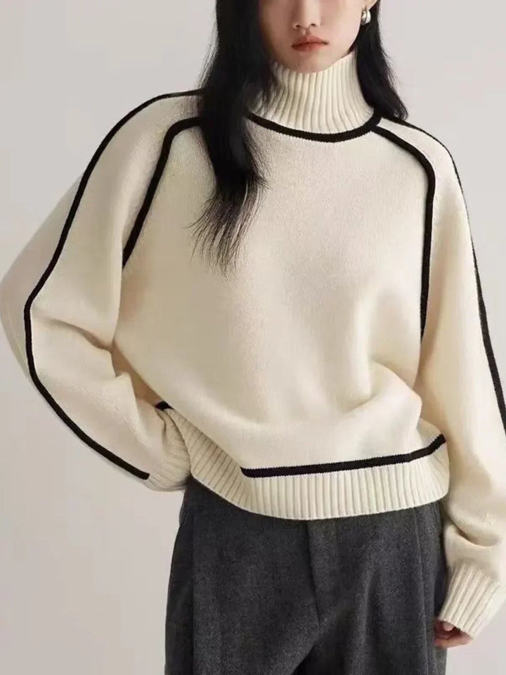Marina – Contrast Piping Turtleneck Jumper