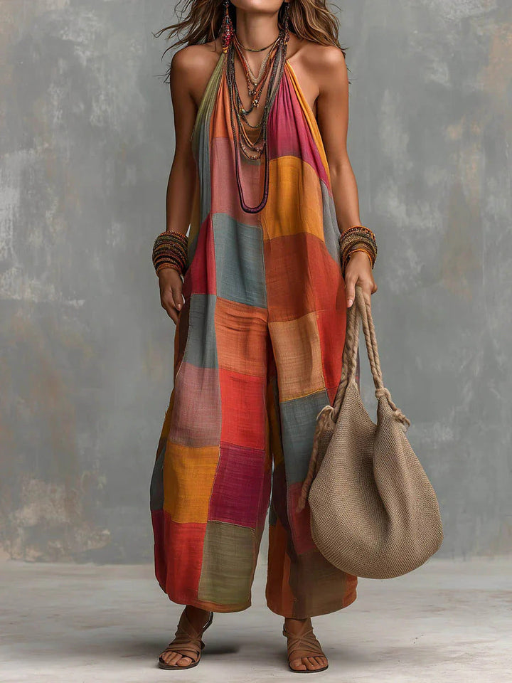 Vera – Patchwork Halter Jumpsuit