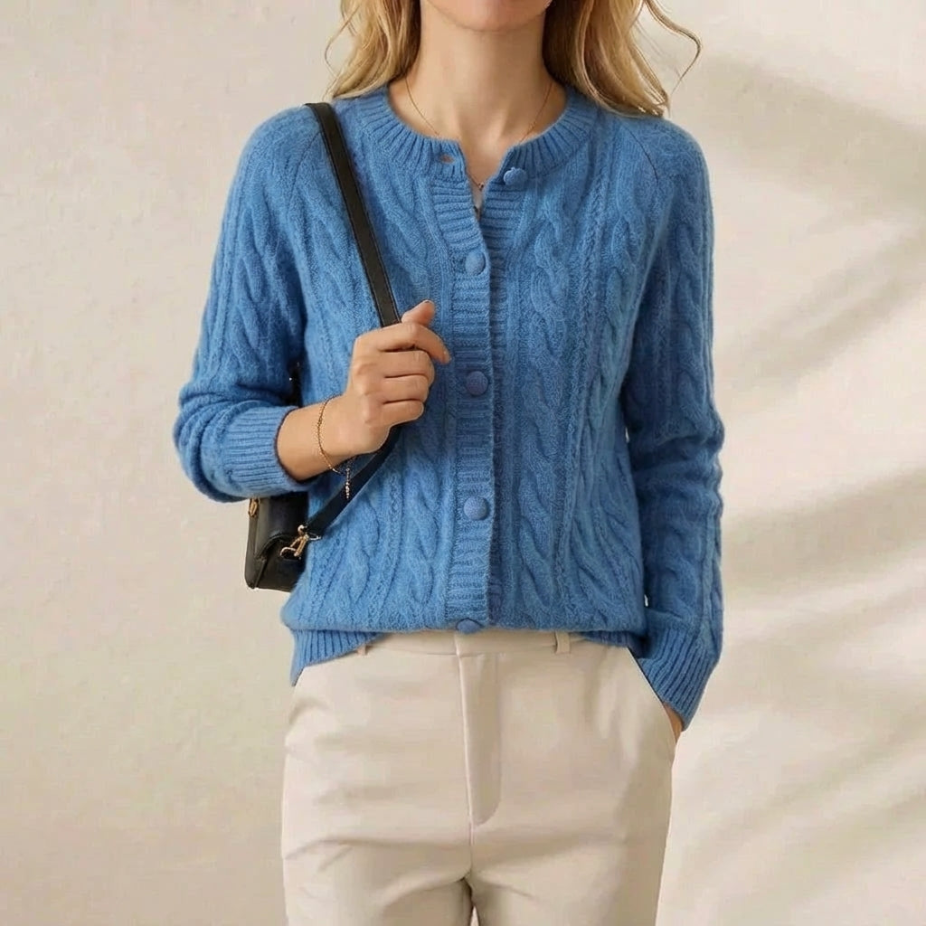 Vivien – Cable Knit Button-Front Cardigan