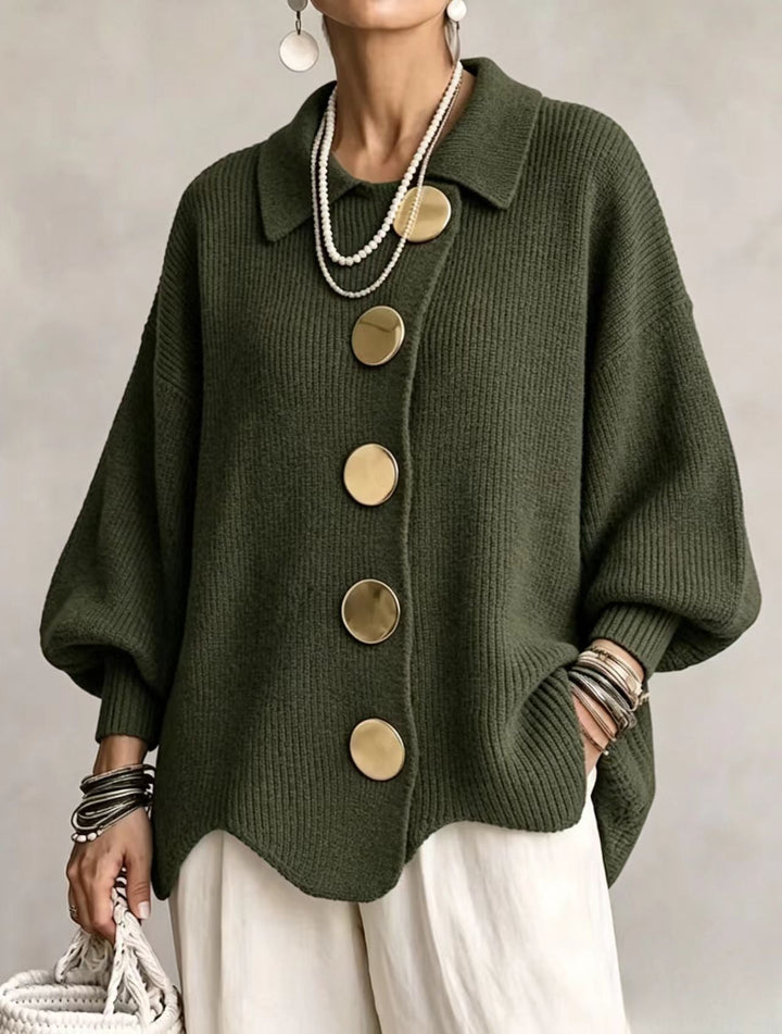 Pamela – Oversized Knit Cardigan with Gold Buttons