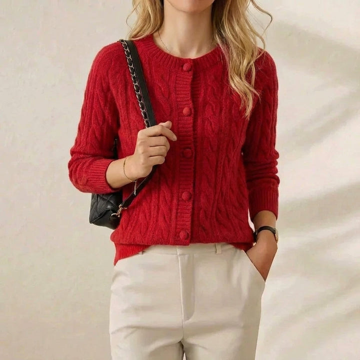 Vivien – Cable Knit Button-Front Cardigan