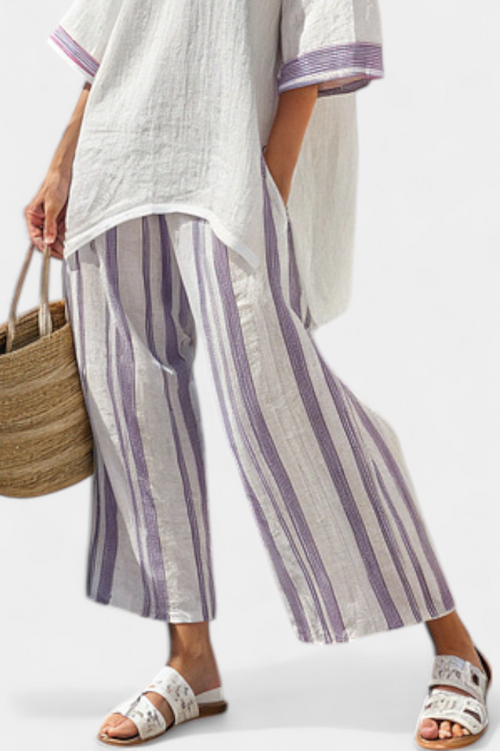 Wisdom | Comfortable Relaxed Blouse & Striped Trousers