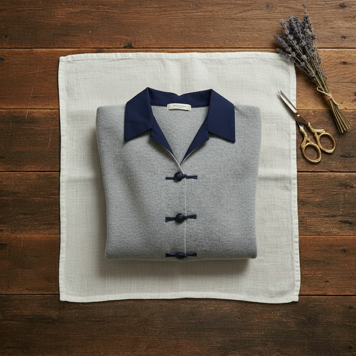 Jacqueline – Collared Knit Cardigan with Toggle Buttons